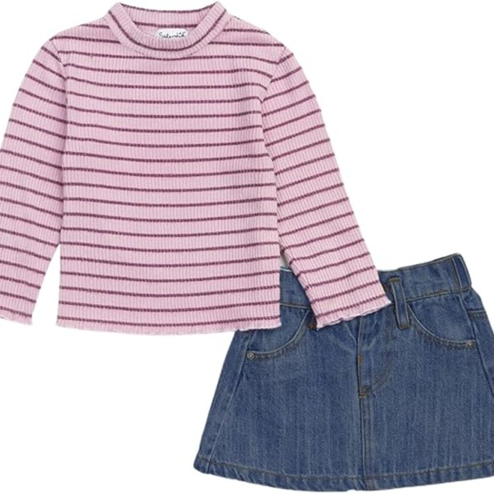 Splendid Girls Berry Stripe Denim Skirt Set